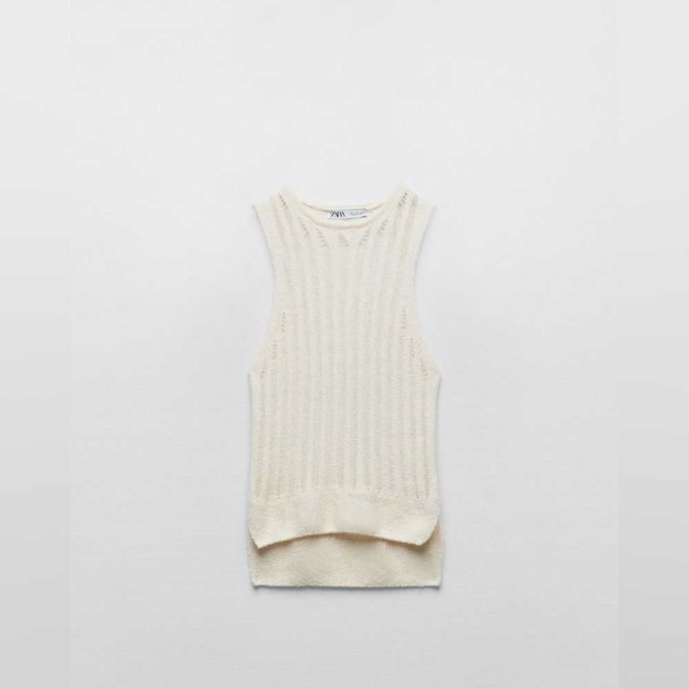 Zara Cream Sleeveless Knit Top